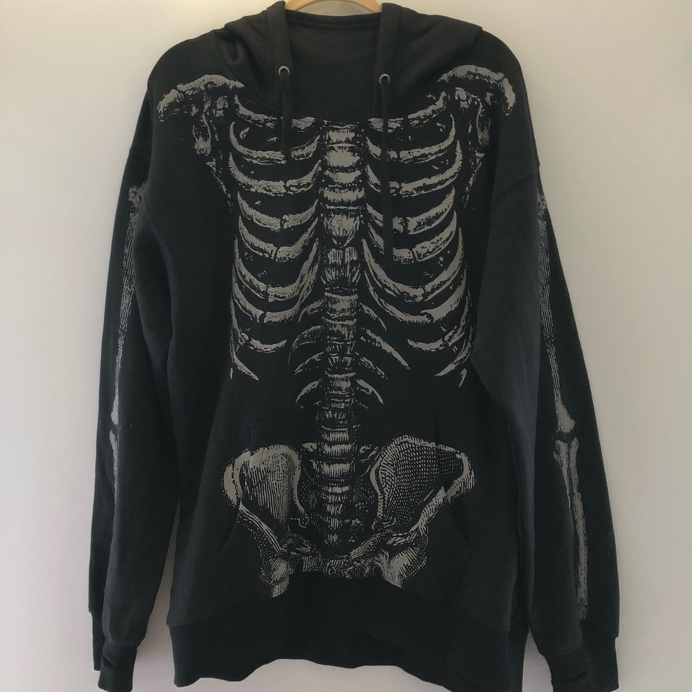 Oversized Skeleton Pullover Hoodie Dress